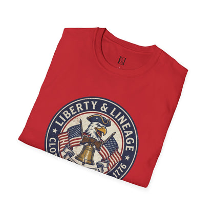 L&L T-Shirt - Vintage Colonial Eagle Patch + Flags + Liberty Bell